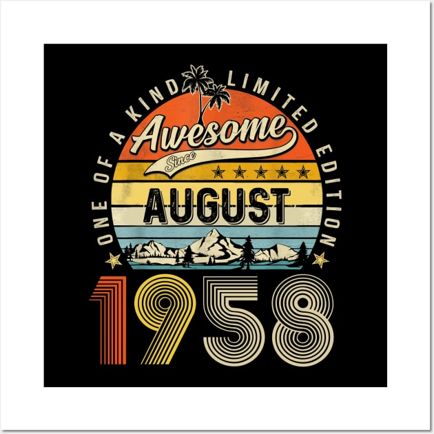 Awesome Since August 1958 Vintage 65th Birthday Wall Art by nakaahikithuy